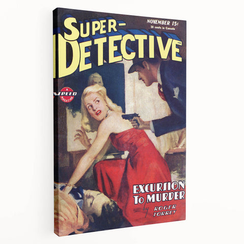 Vintage Magazine Cover Art - Super Detective Excursion to Murder