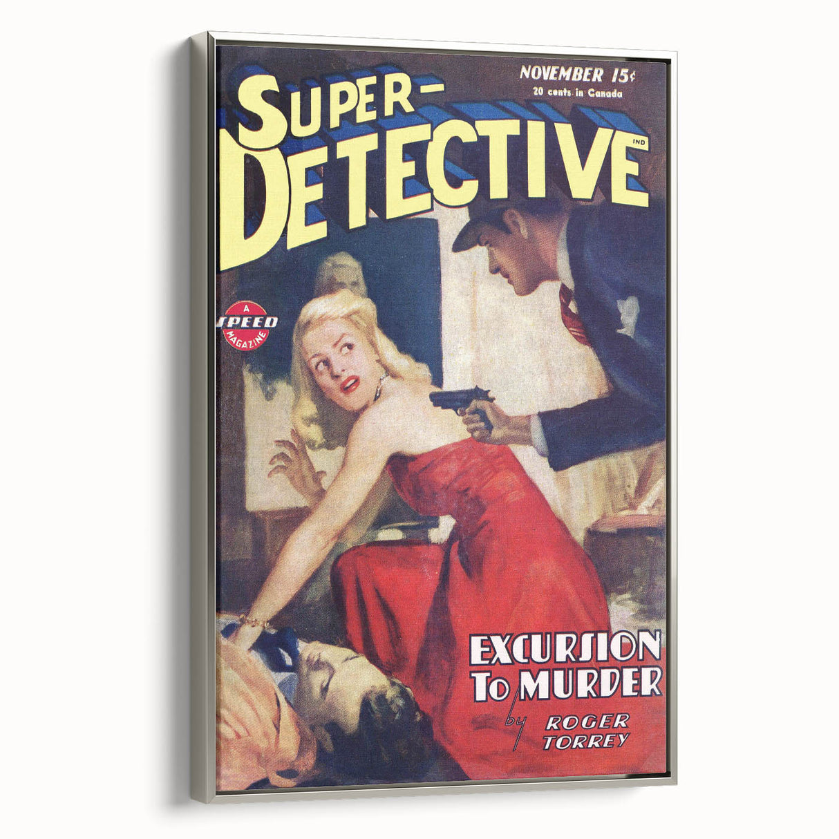 Vintage Magazine Cover Art - Super Detective Excursion to Murder