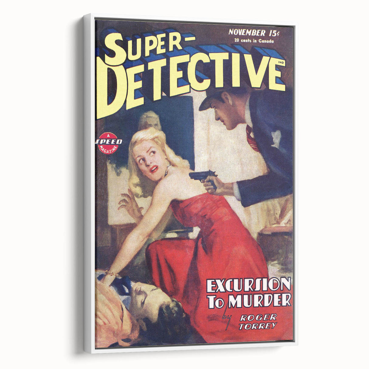 Vintage Magazine Cover Art - Super Detective Excursion to Murder