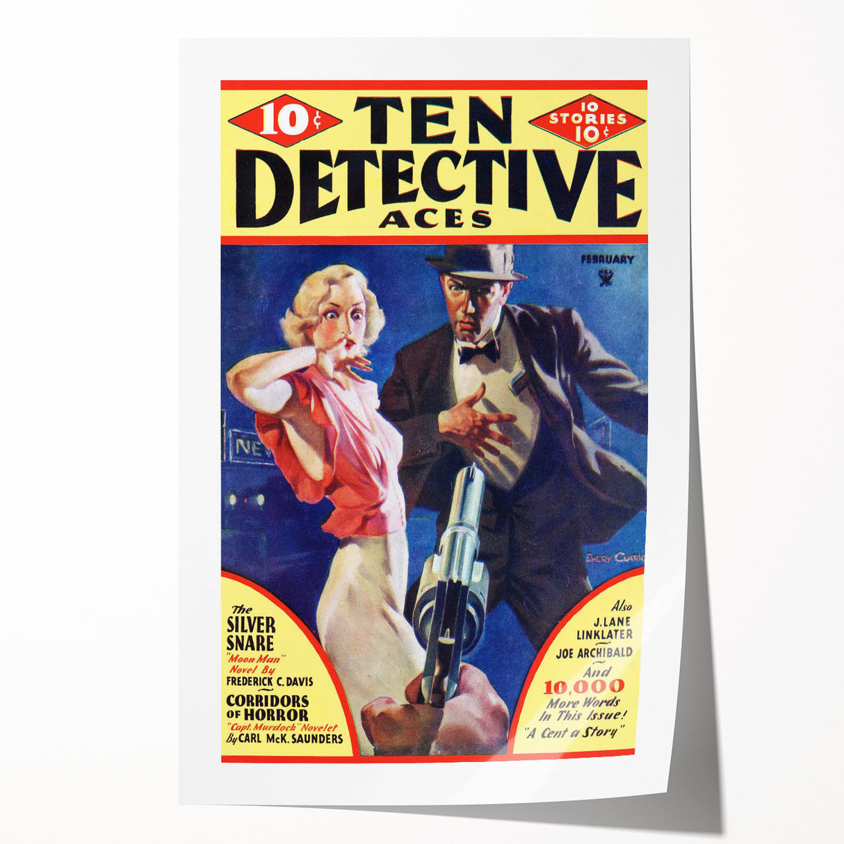 Vintage Magazine Cover Art - Ten Detective Aces The Silver Snare
