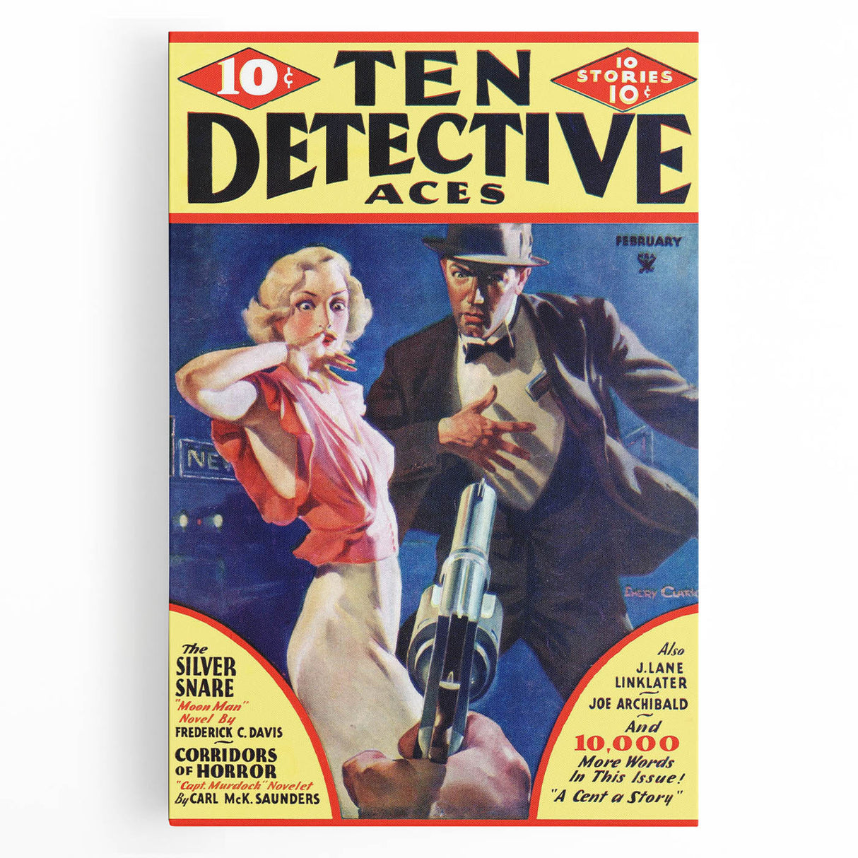 Vintage Magazine Cover Art - Ten Detective Aces The Silver Snare