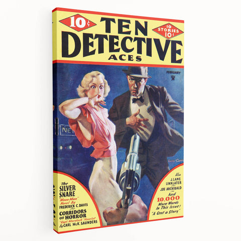 Vintage Magazine Cover Art - Ten Detective Aces The Silver Snare
