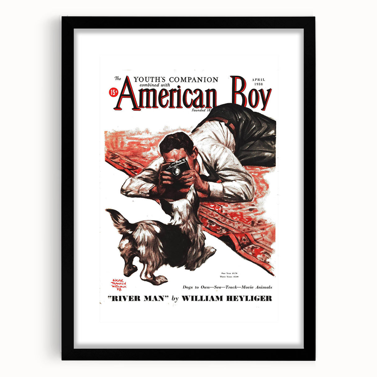 Vintage Magazine Cover Art - American Boy River Man April 1938