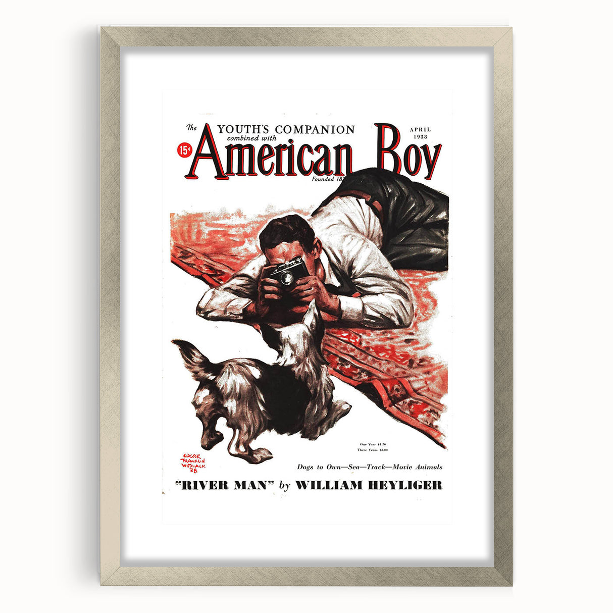 Vintage Magazine Cover Art - American Boy River Man April 1938