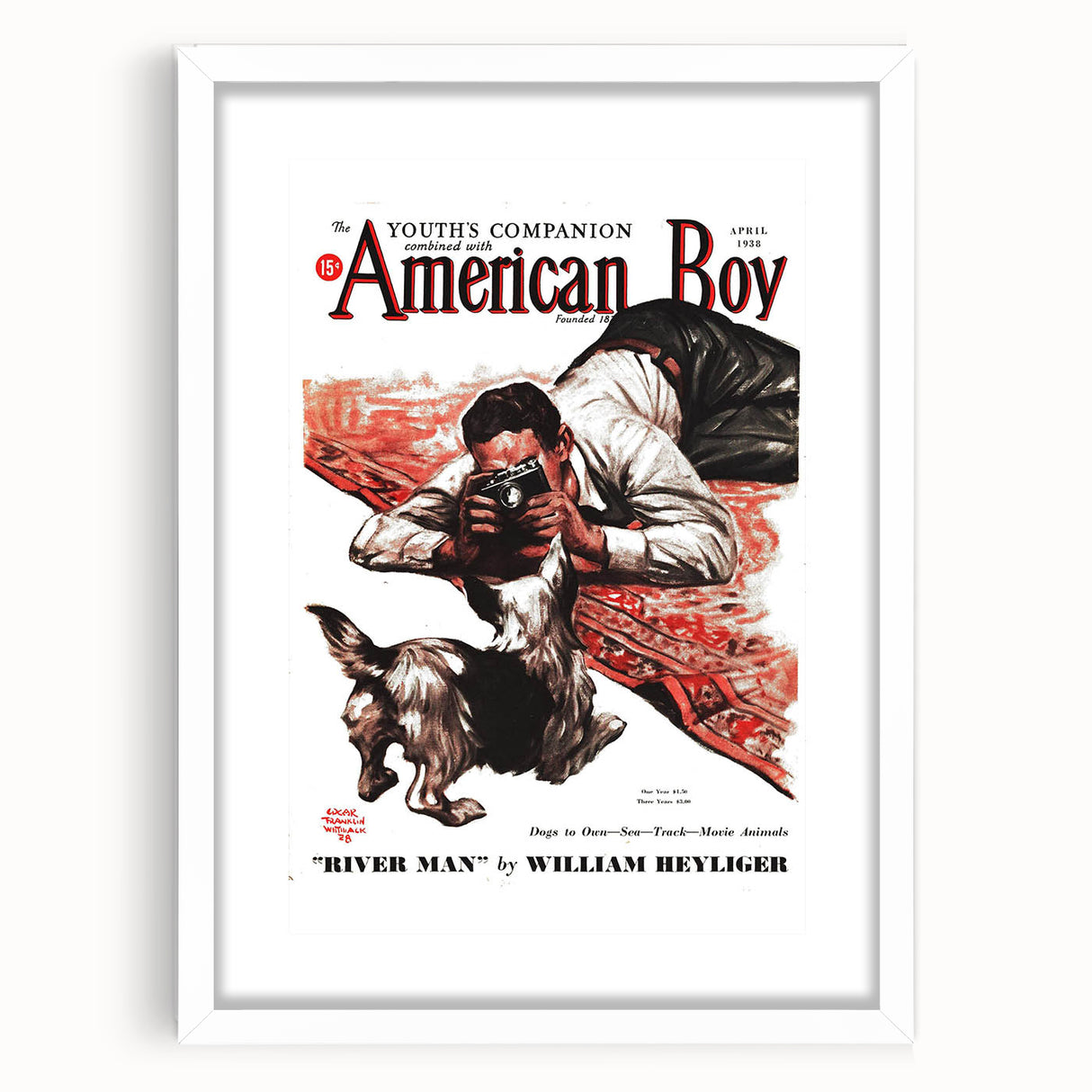 Vintage Magazine Cover Art - American Boy River Man April 1938