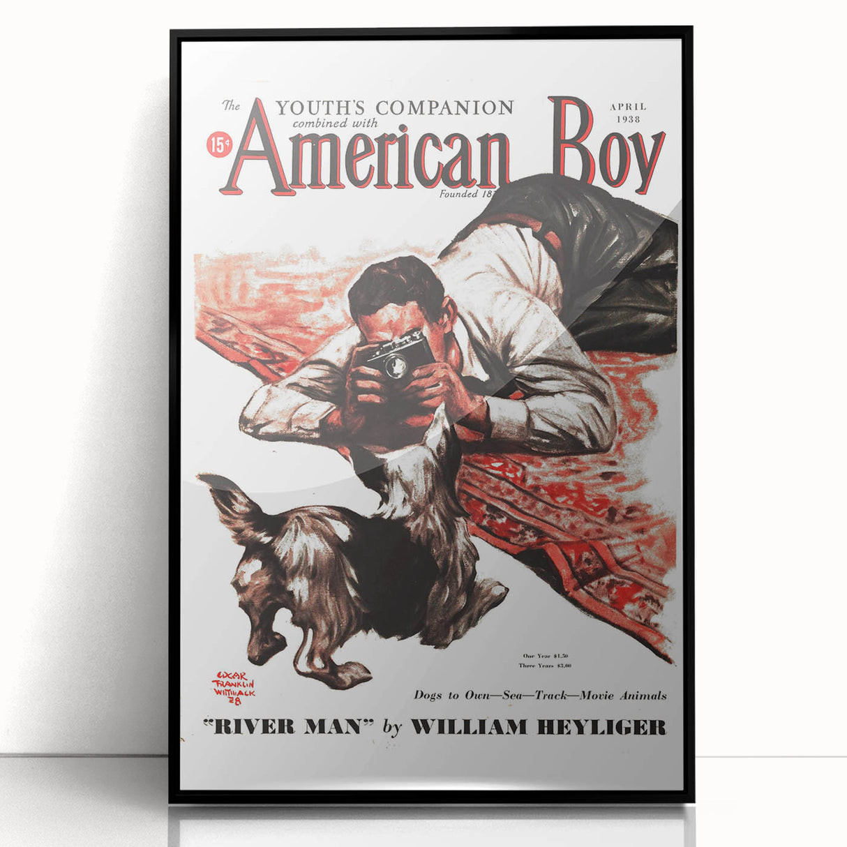 Vintage Magazine Cover Art - American Boy River Man April 1938