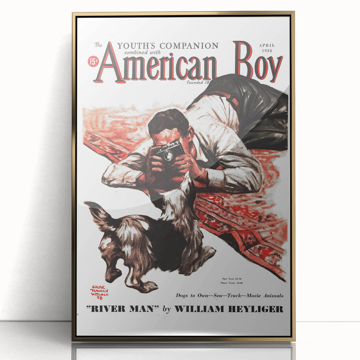 Vintage Magazine Cover Art - American Boy River Man April 1938