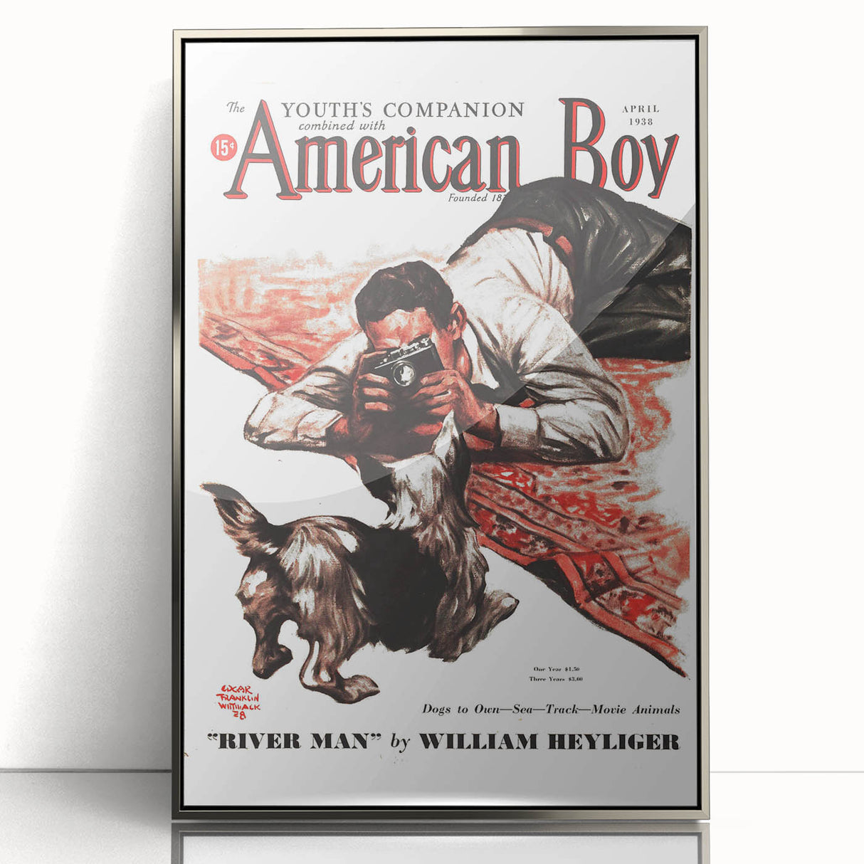 Vintage Magazine Cover Art - American Boy River Man April 1938