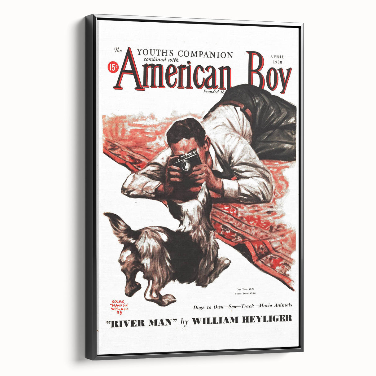 Vintage Magazine Cover Art - American Boy River Man April 1938