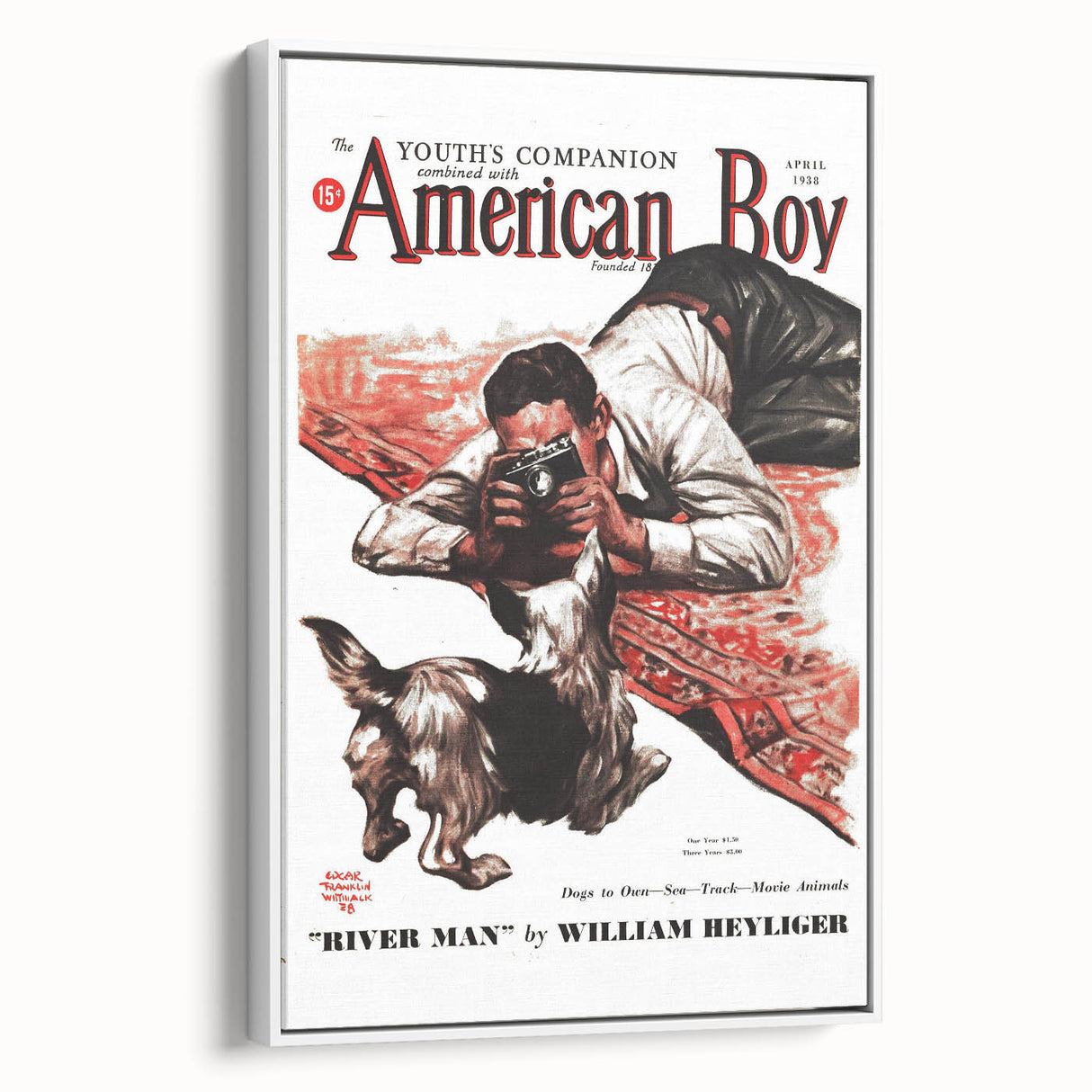 Vintage Magazine Cover Art - American Boy River Man April 1938