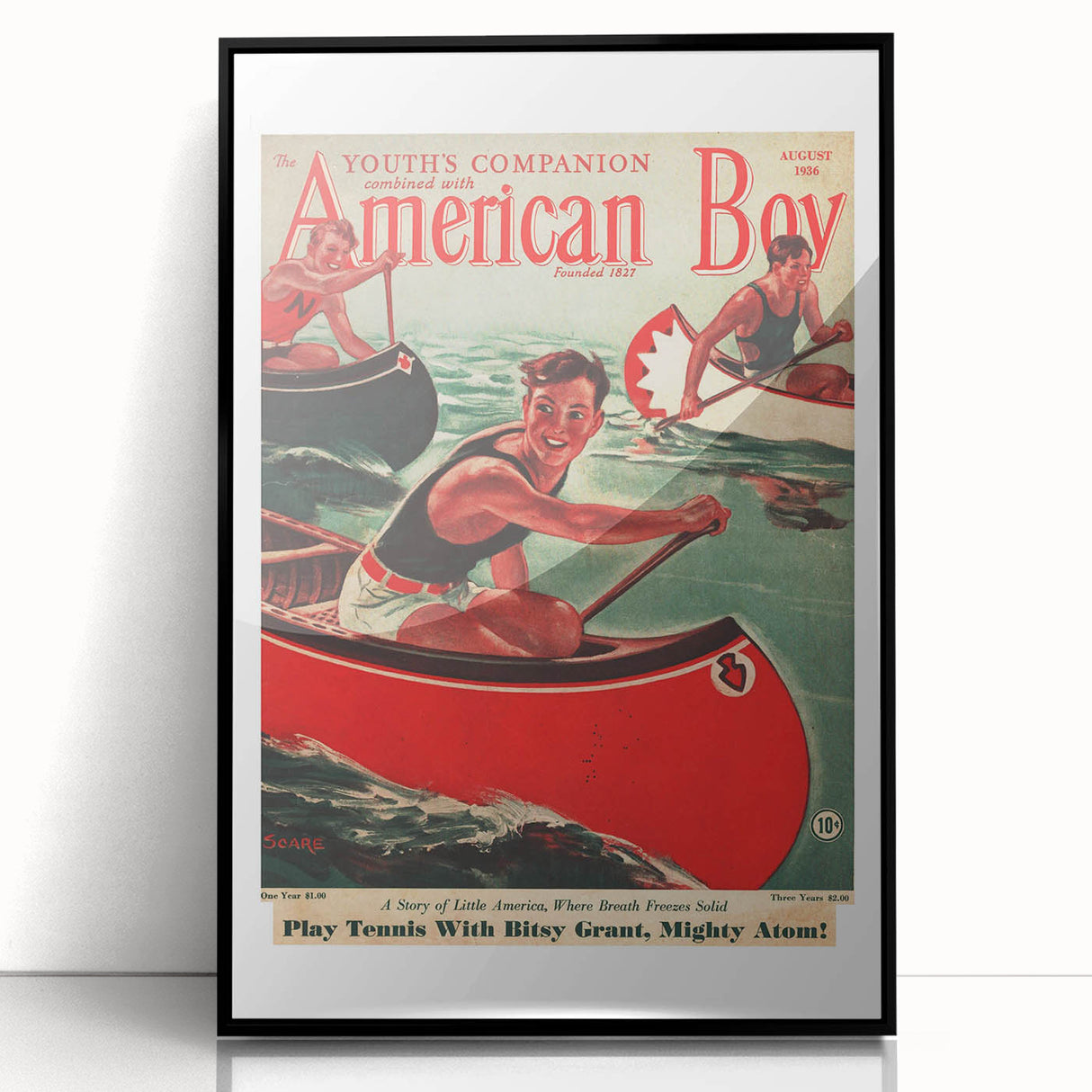 Vintage Magazine Cover Art - American Boy August 1936 Canoe Adventure