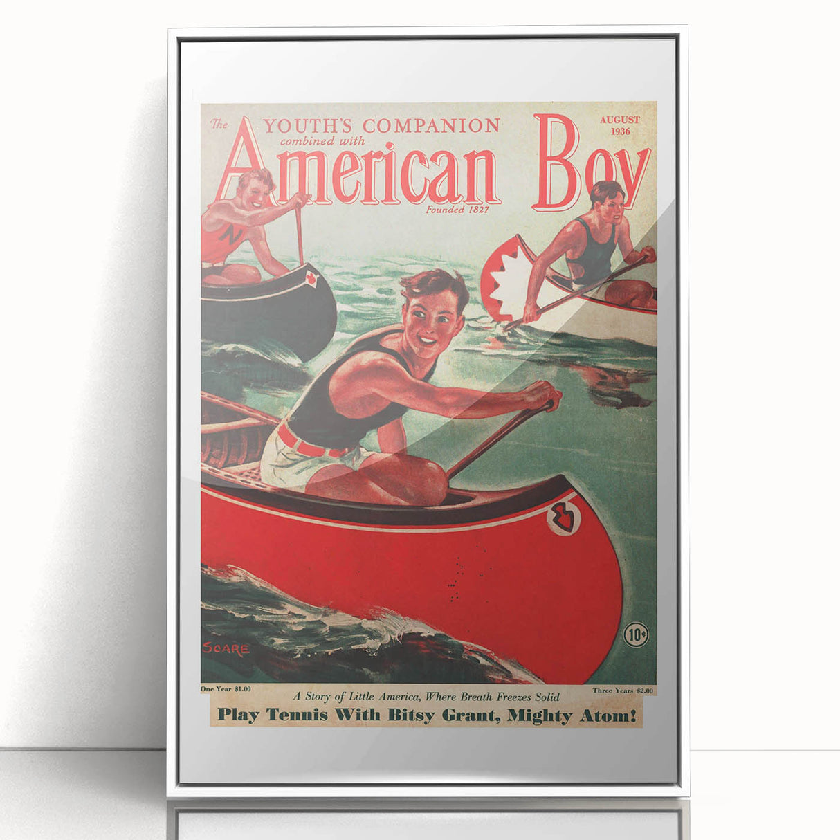 Vintage Magazine Cover Art - American Boy August 1936 Canoe Adventure