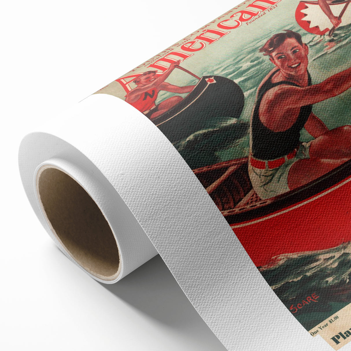 Vintage Magazine Cover Art - American Boy August 1936 Canoe Adventure