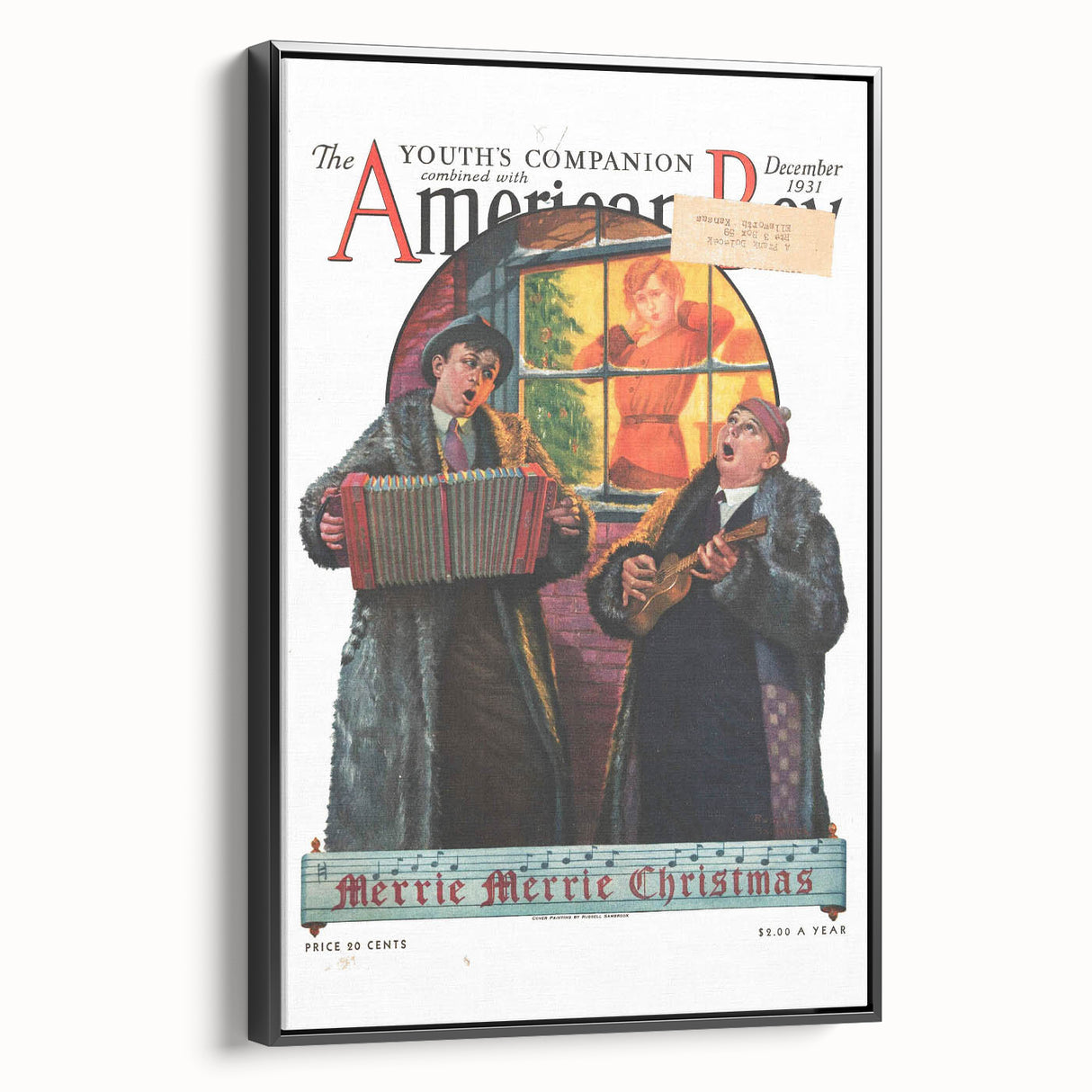 Vintage Magazine Cover Art - American Boy December 1931 Merrie Christmas