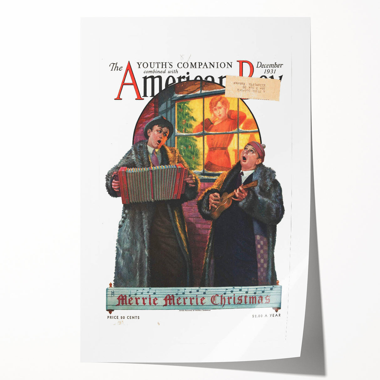 Vintage Magazine Cover Art - American Boy December 1931 Merrie Christmas