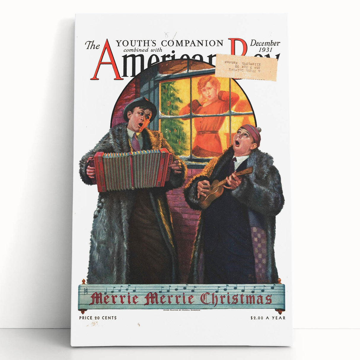 Vintage Magazine Cover Art - American Boy December 1931 Merrie Christmas