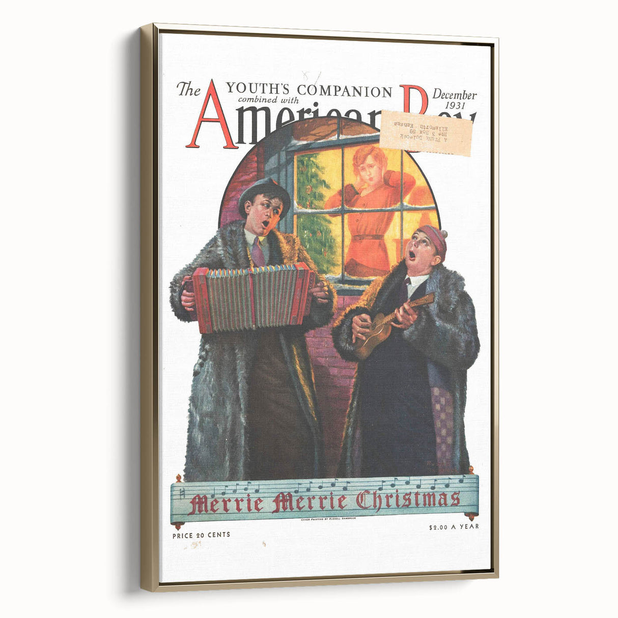 Vintage Magazine Cover Art - American Boy December 1931 Merrie Christmas