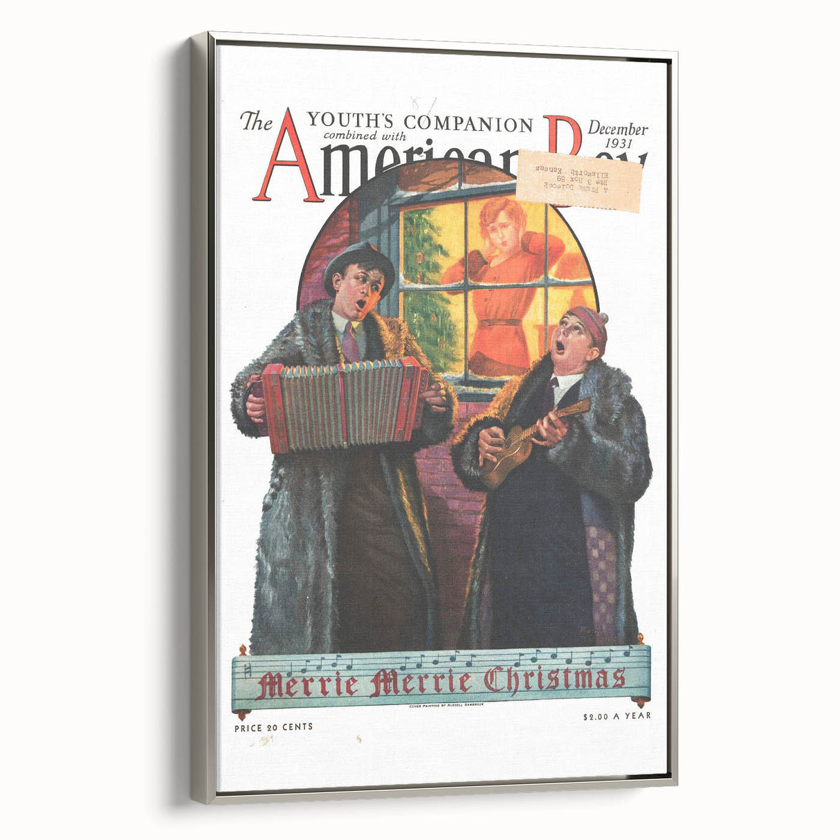 Vintage Magazine Cover Art - American Boy December 1931 Merrie Christmas