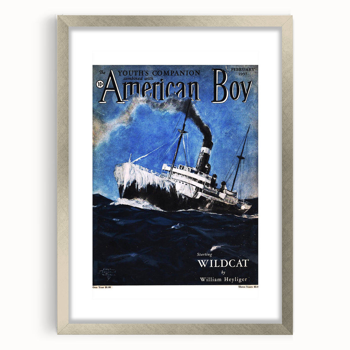 Vintage Magazine Cover Art - American Boy February 1937 Wildcat