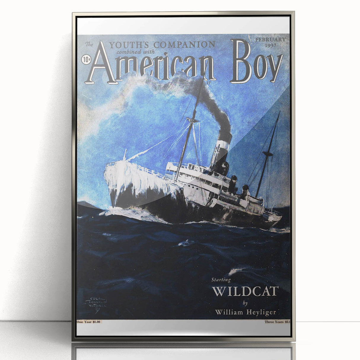 Vintage Magazine Cover Art - American Boy February 1937 Wildcat