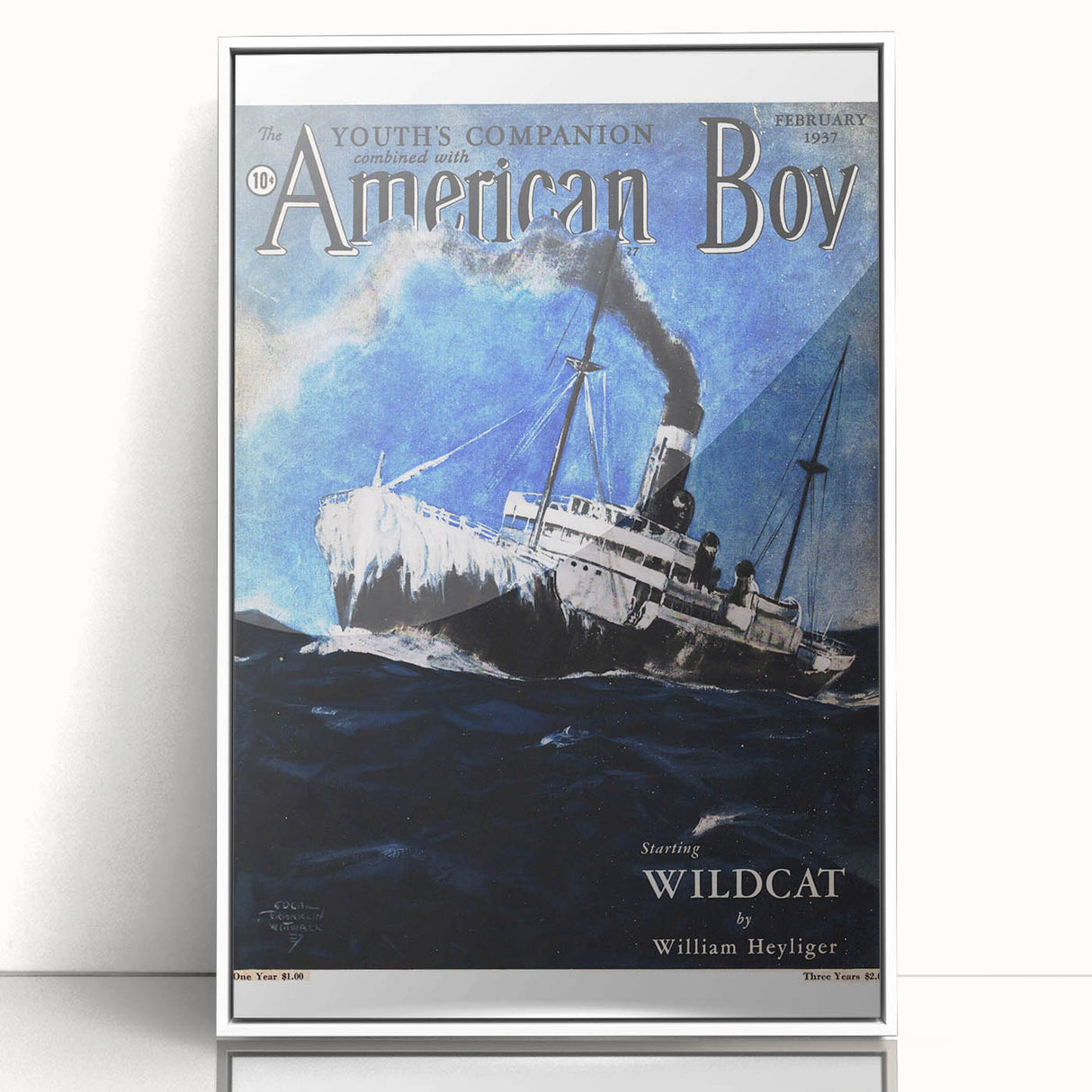Vintage Magazine Cover Art - American Boy February 1937 Wildcat