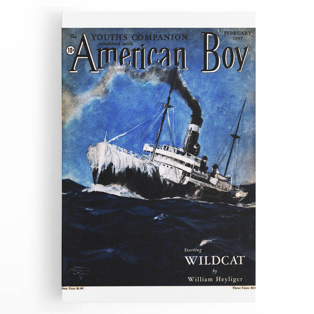 Vintage Magazine Cover Art - American Boy February 1937 Wildcat