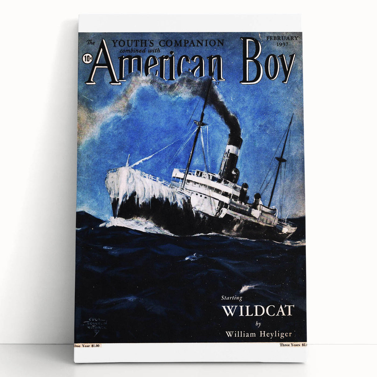 Vintage Magazine Cover Art - American Boy February 1937 Wildcat