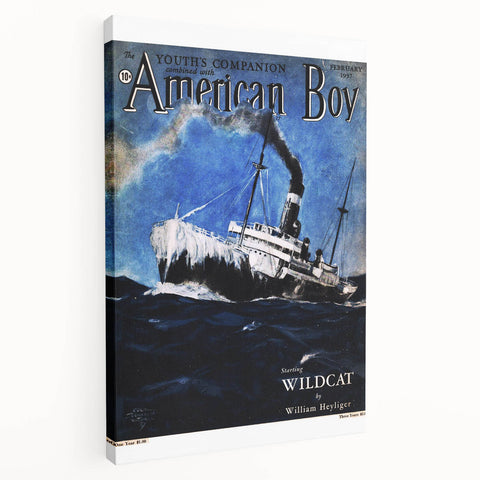 Vintage Magazine Cover Art - American Boy February 1937 Wildcat