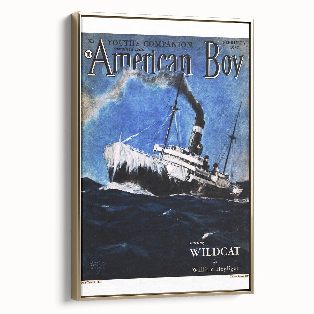 Vintage Magazine Cover Art - American Boy February 1937 Wildcat