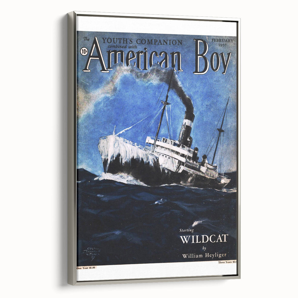 Vintage Magazine Cover Art - American Boy February 1937 Wildcat