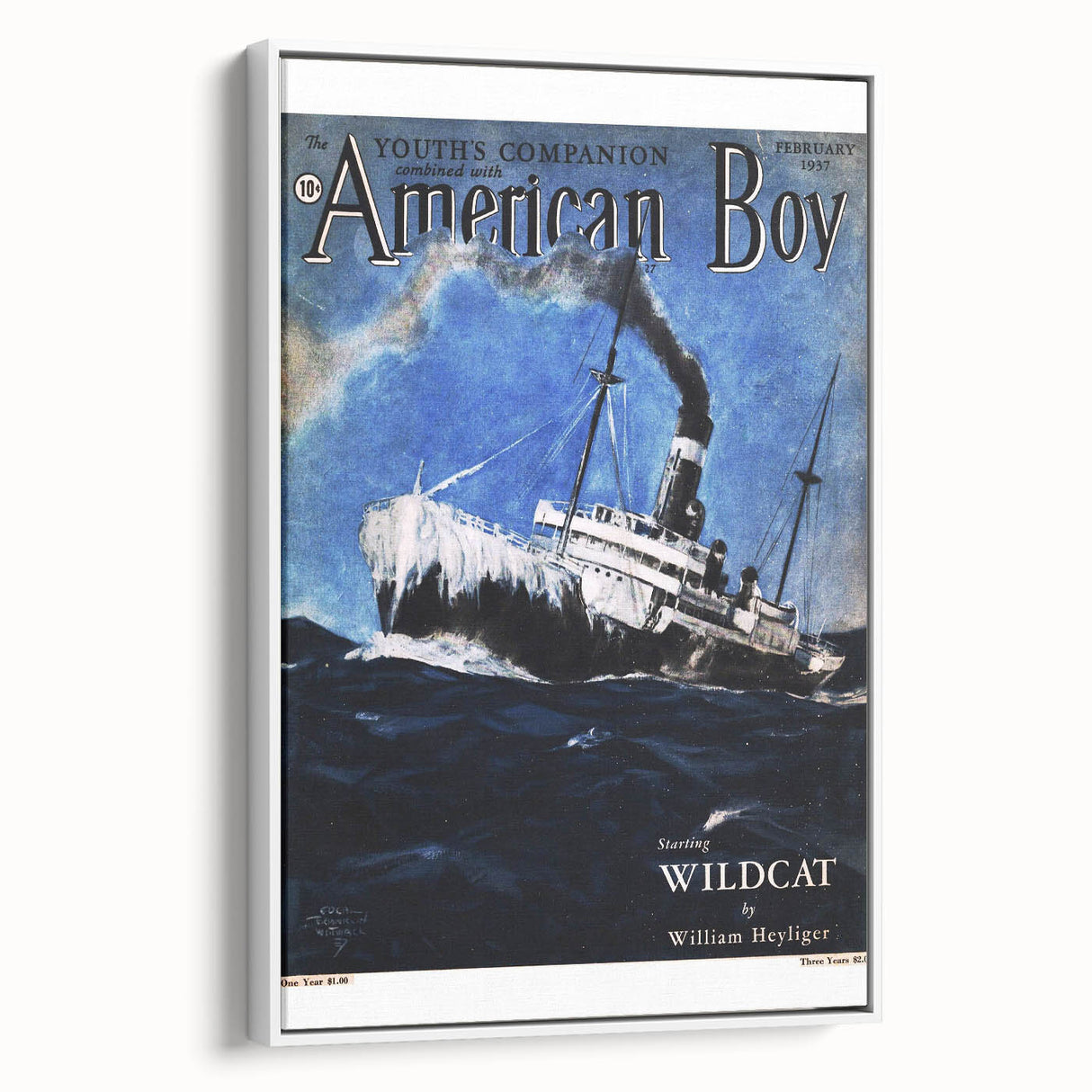 Vintage Magazine Cover Art - American Boy February 1937 Wildcat