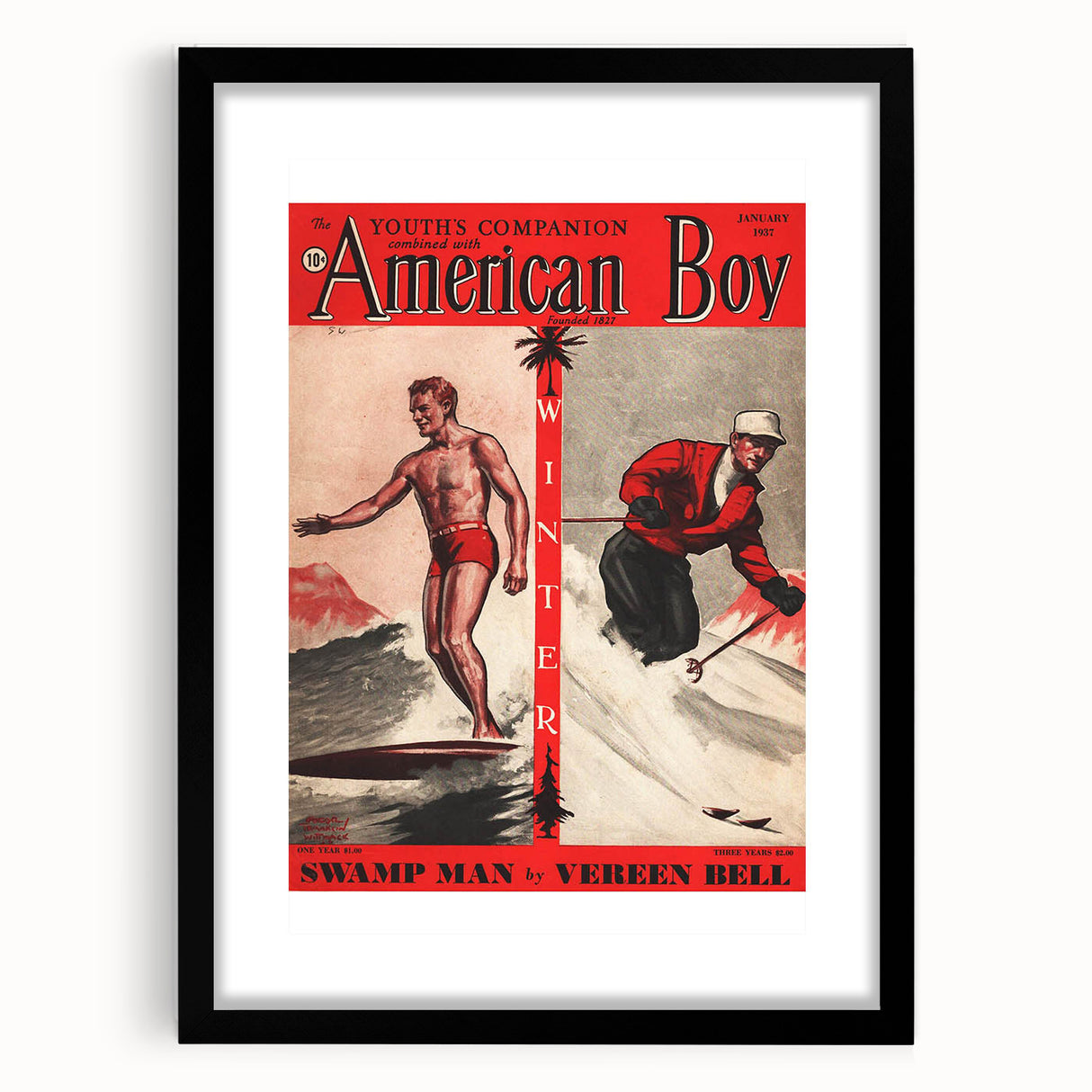 Vintage Magazine Cover Art - American Boy January 1937 Swamp Man