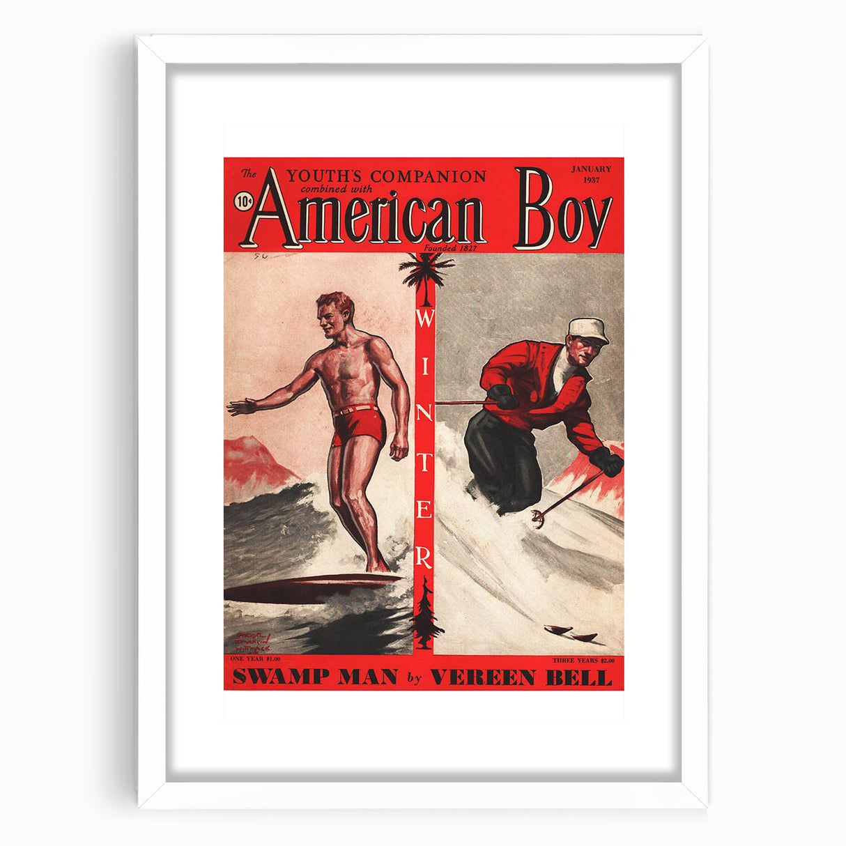 Vintage Magazine Cover Art - American Boy January 1937 Swamp Man