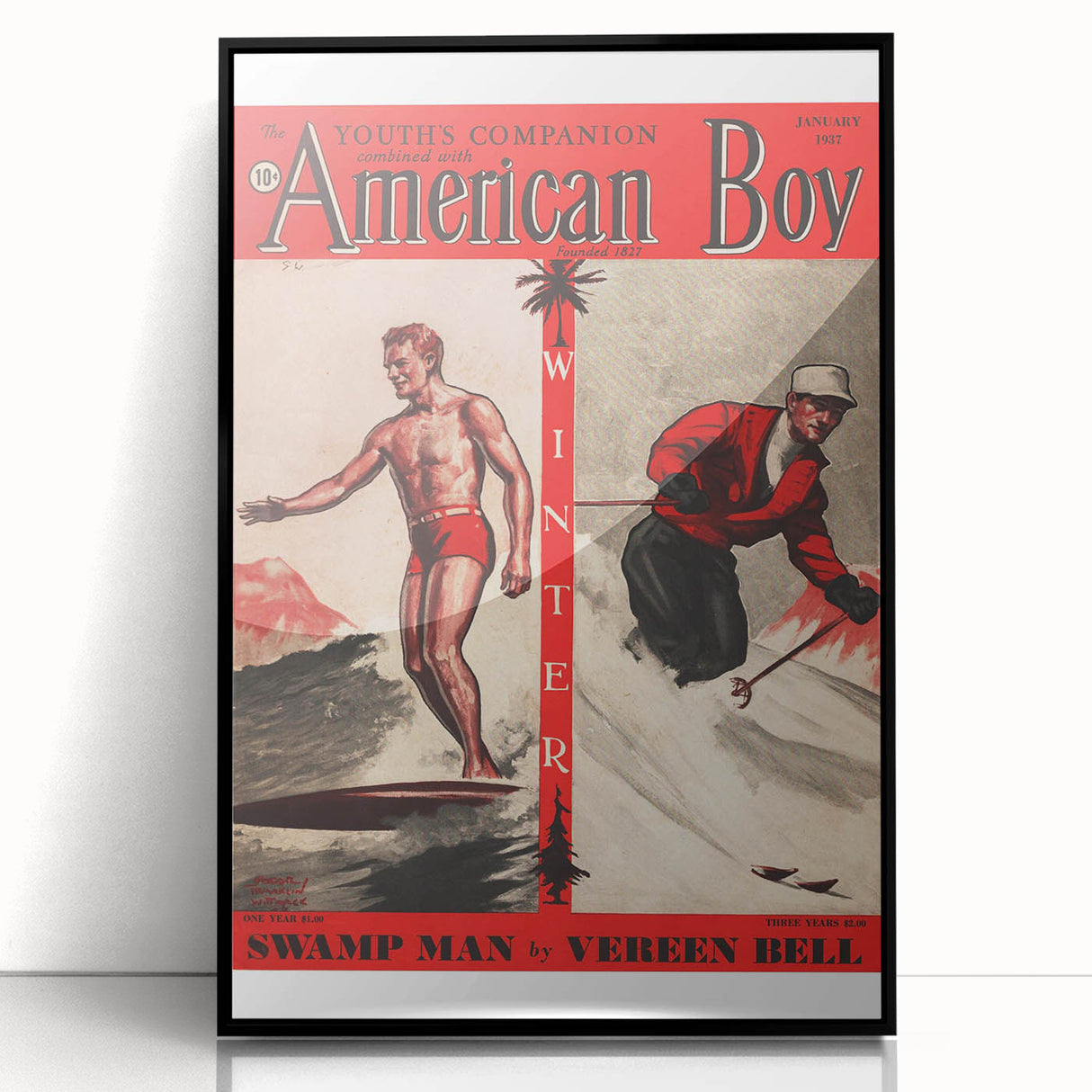 Vintage Magazine Cover Art - American Boy January 1937 Swamp Man