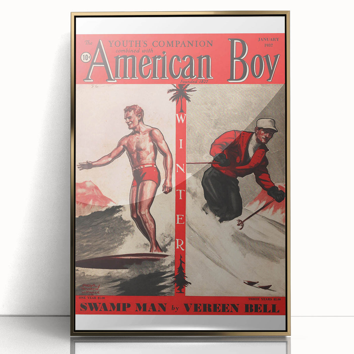 Vintage Magazine Cover Art - American Boy January 1937 Swamp Man