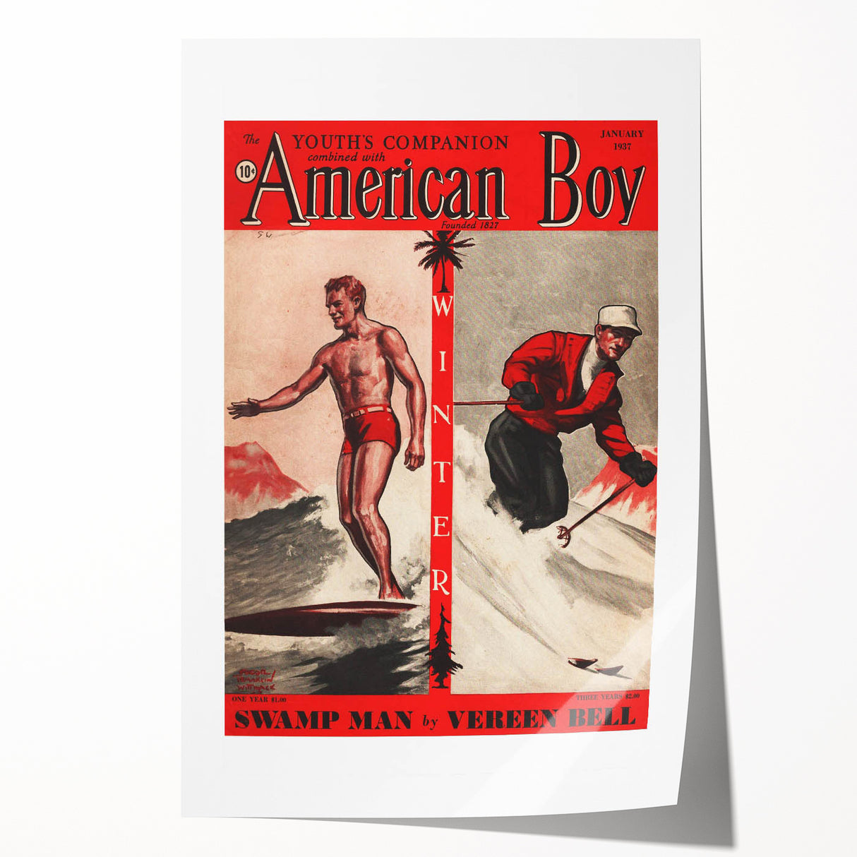 Vintage Magazine Cover Art - American Boy January 1937 Swamp Man