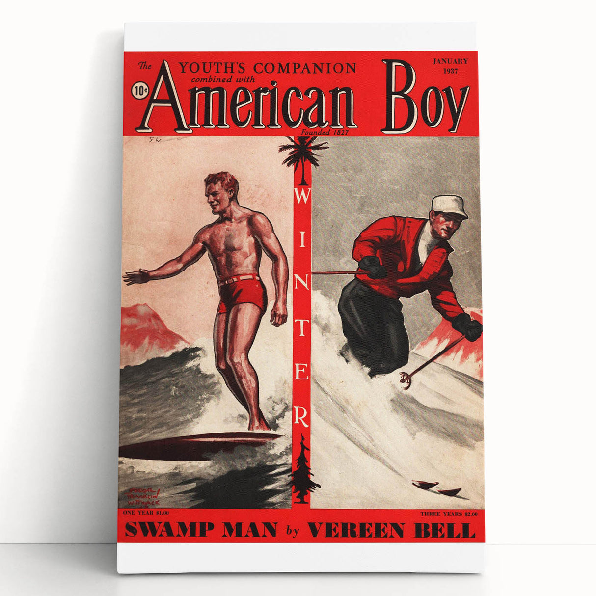 Vintage Magazine Cover Art - American Boy January 1937 Swamp Man