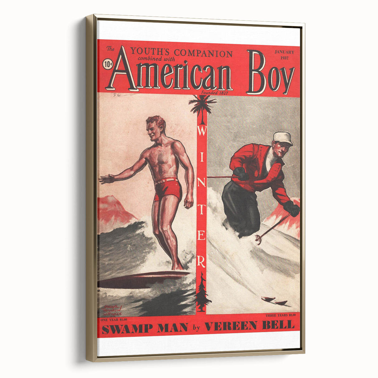 Vintage Magazine Cover Art - American Boy January 1937 Swamp Man