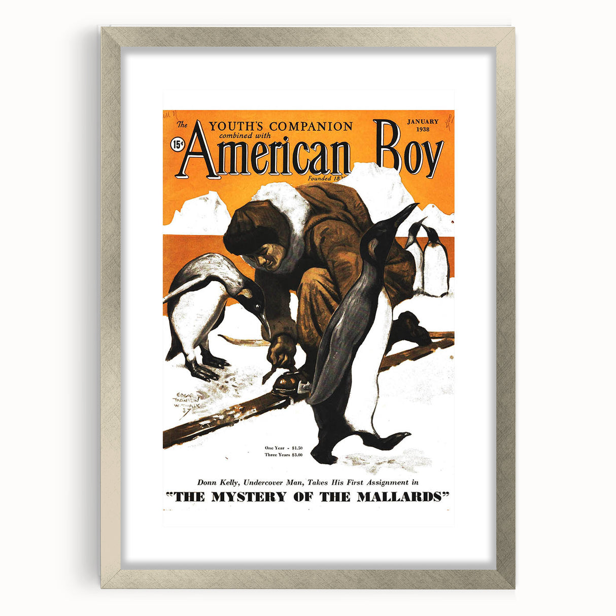 Vintage Magazine Cover Art - American Boy January 1938 Mystery of Mallards