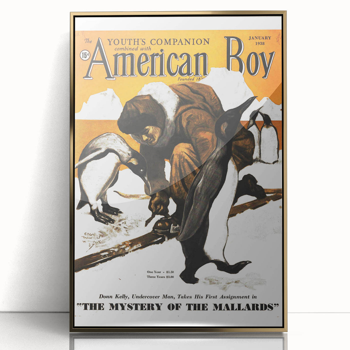 Vintage Magazine Cover Art - American Boy January 1938 Mystery of Mallards