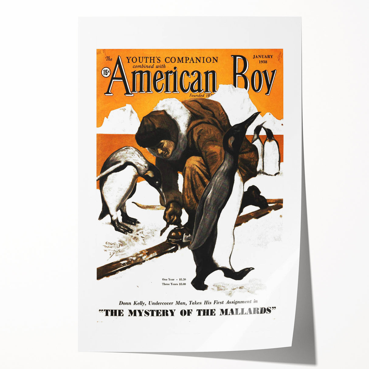 Vintage Magazine Cover Art - American Boy January 1938 Mystery of Mallards