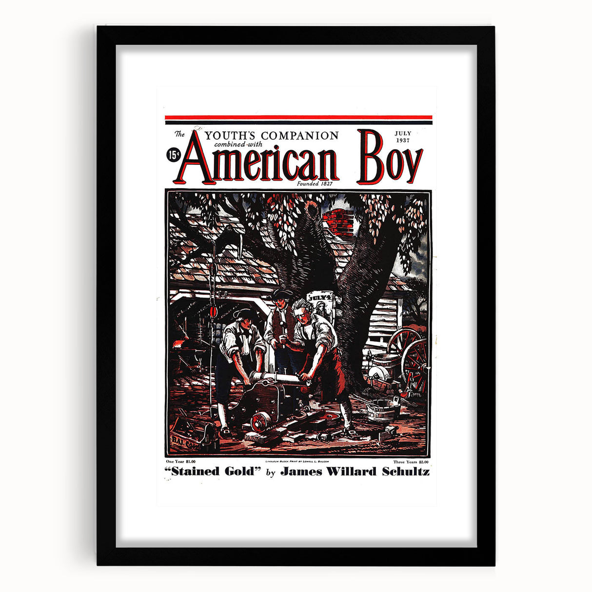 Vintage Magazine Cover Art - American Boy July 1937 Stained Gold