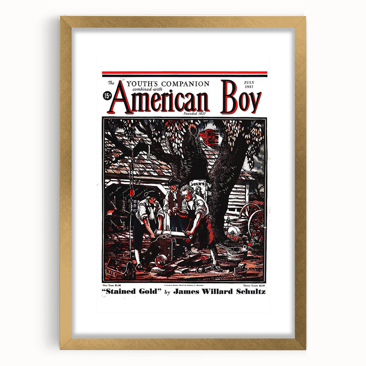 Vintage Magazine Cover Art - American Boy July 1937 Stained Gold