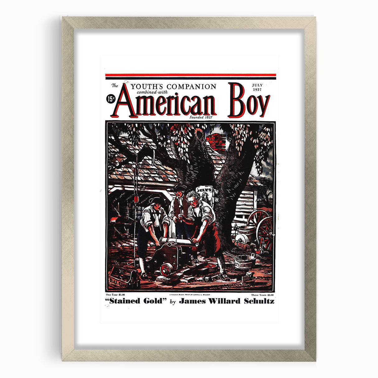 Vintage Magazine Cover Art - American Boy July 1937 Stained Gold