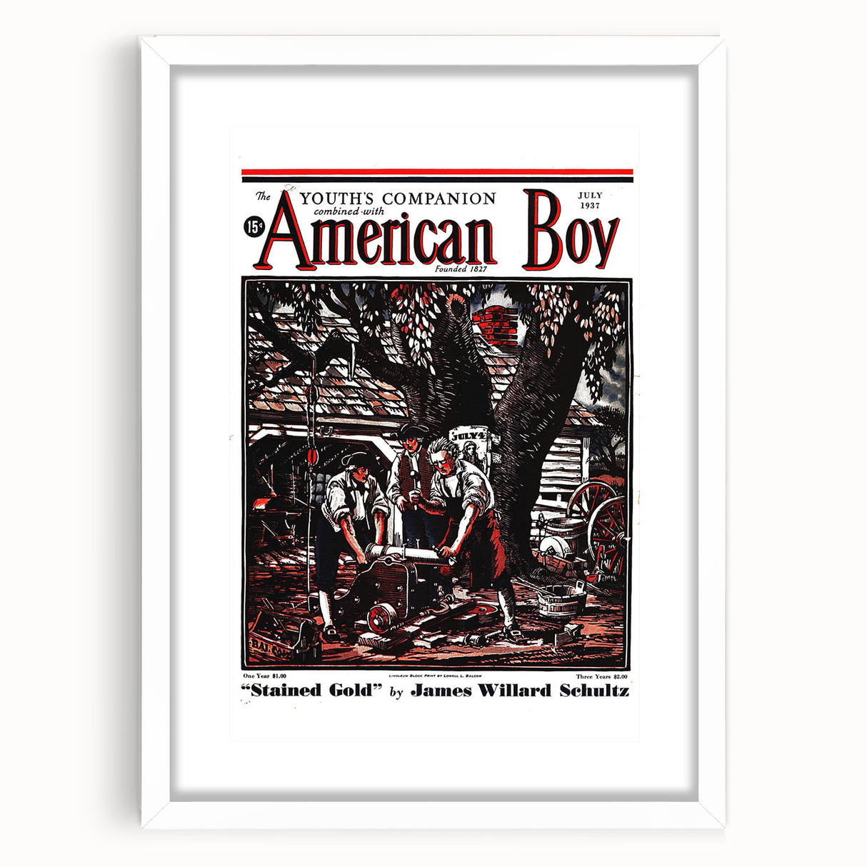 Vintage Magazine Cover Art - American Boy July 1937 Stained Gold