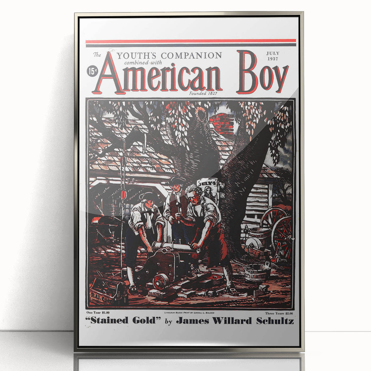 Vintage Magazine Cover Art - American Boy July 1937 Stained Gold