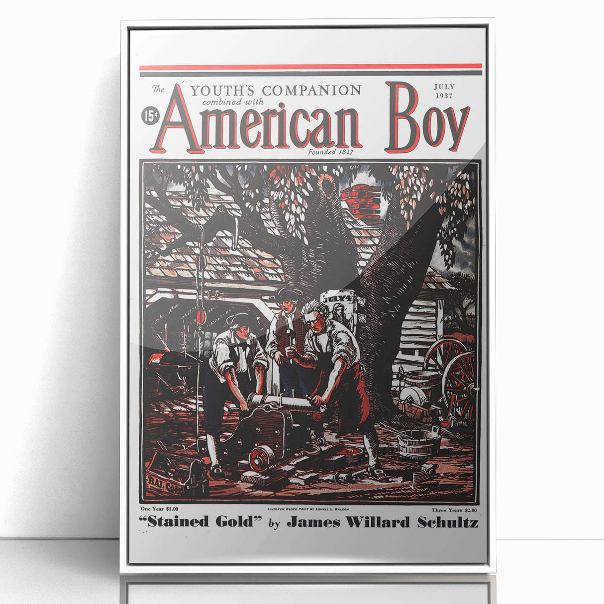 Vintage Magazine Cover Art - American Boy July 1937 Stained Gold