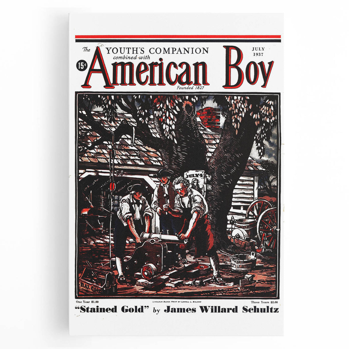 Vintage Magazine Cover Art - American Boy July 1937 Stained Gold