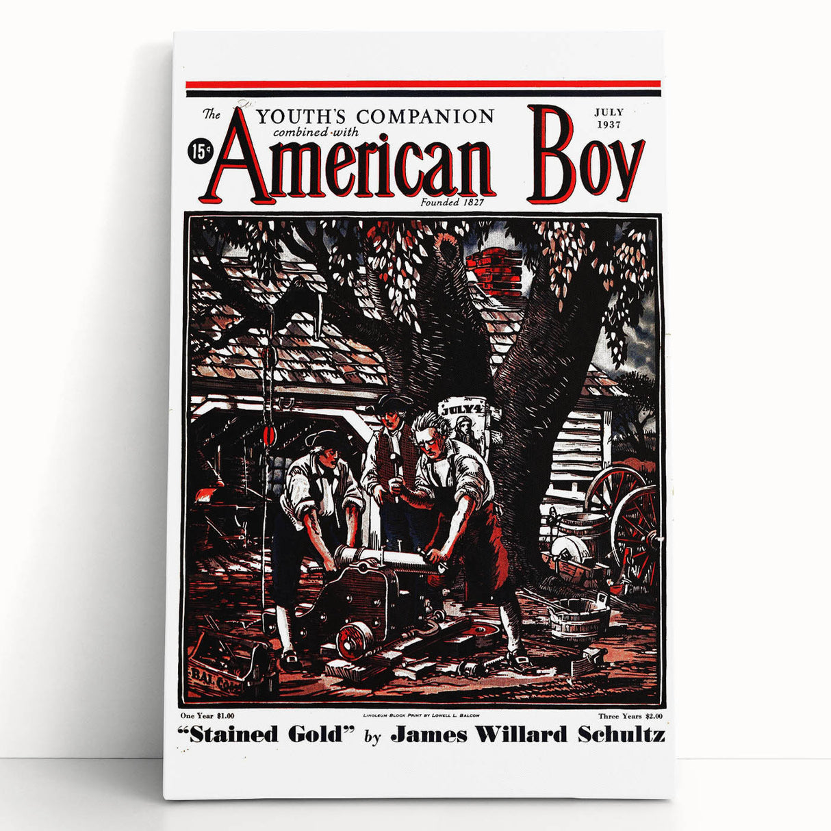 Vintage Magazine Cover Art - American Boy July 1937 Stained Gold