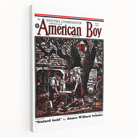 Vintage Magazine Cover Art - American Boy July 1937 Stained Gold